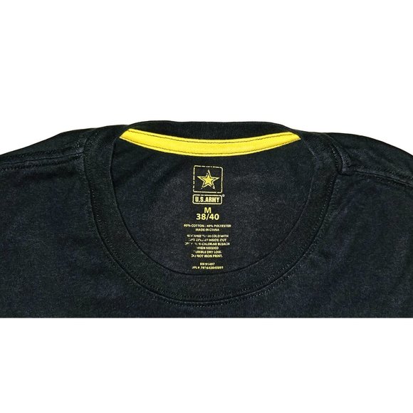 Vtg Rare Men's U.S. Army Black & Yellow Hollow Graphic Long-Sleeve Shirt Sz M - Picture 2 of 8